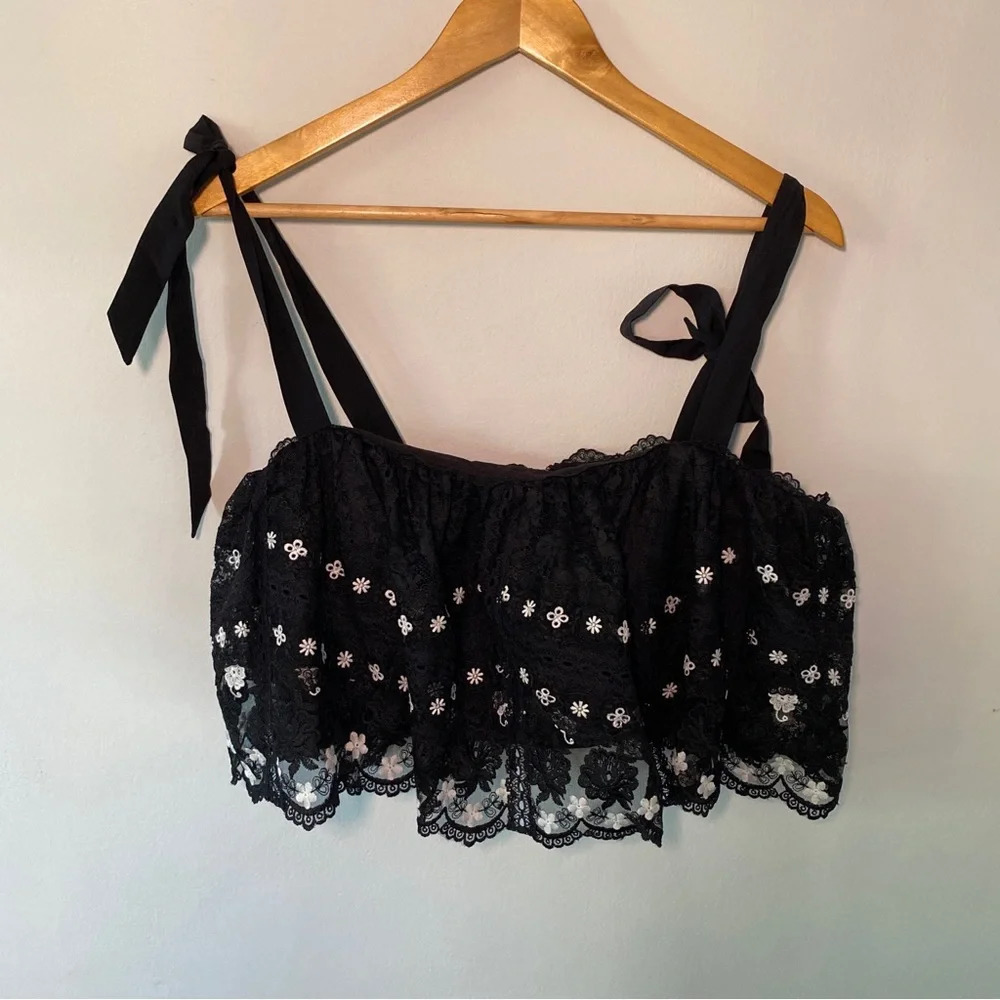 Saloni Jemi Tie Strap Silk Blend Top in Black Size 10 NWOT - Picture 3 of 6
